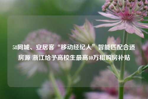 58同城、安居客“移动经纪人”智能匹配合适房源 浙江给予高校生最高40万租购房补贴